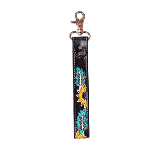 Cheyenne Bloom Handtooled Leather Keychain