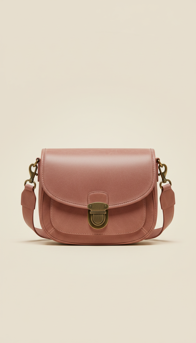 Structured Saddle Bag in Dusty Rose