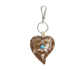 Heart's Love Cowhide Keychain/Bag Charm - Caramel Color